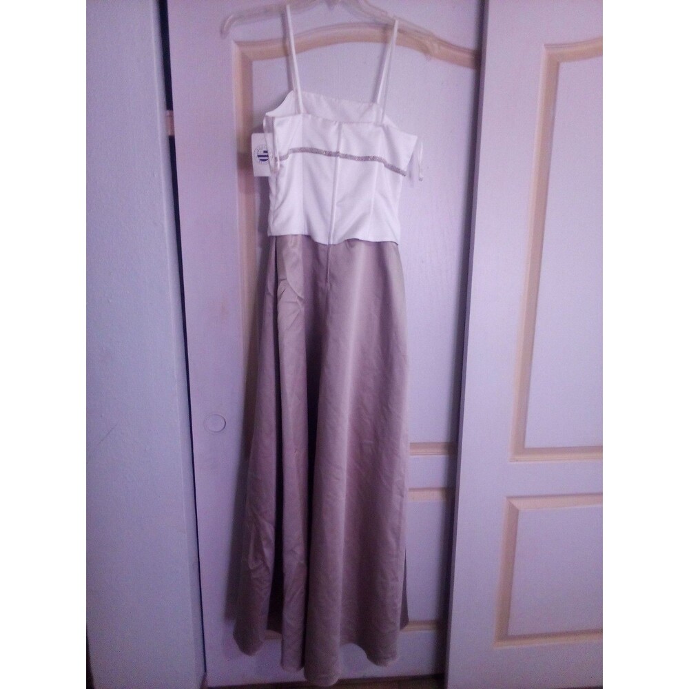 Vintage Jordan Prom Long Dress Size 6 Tan And White 100%polyester